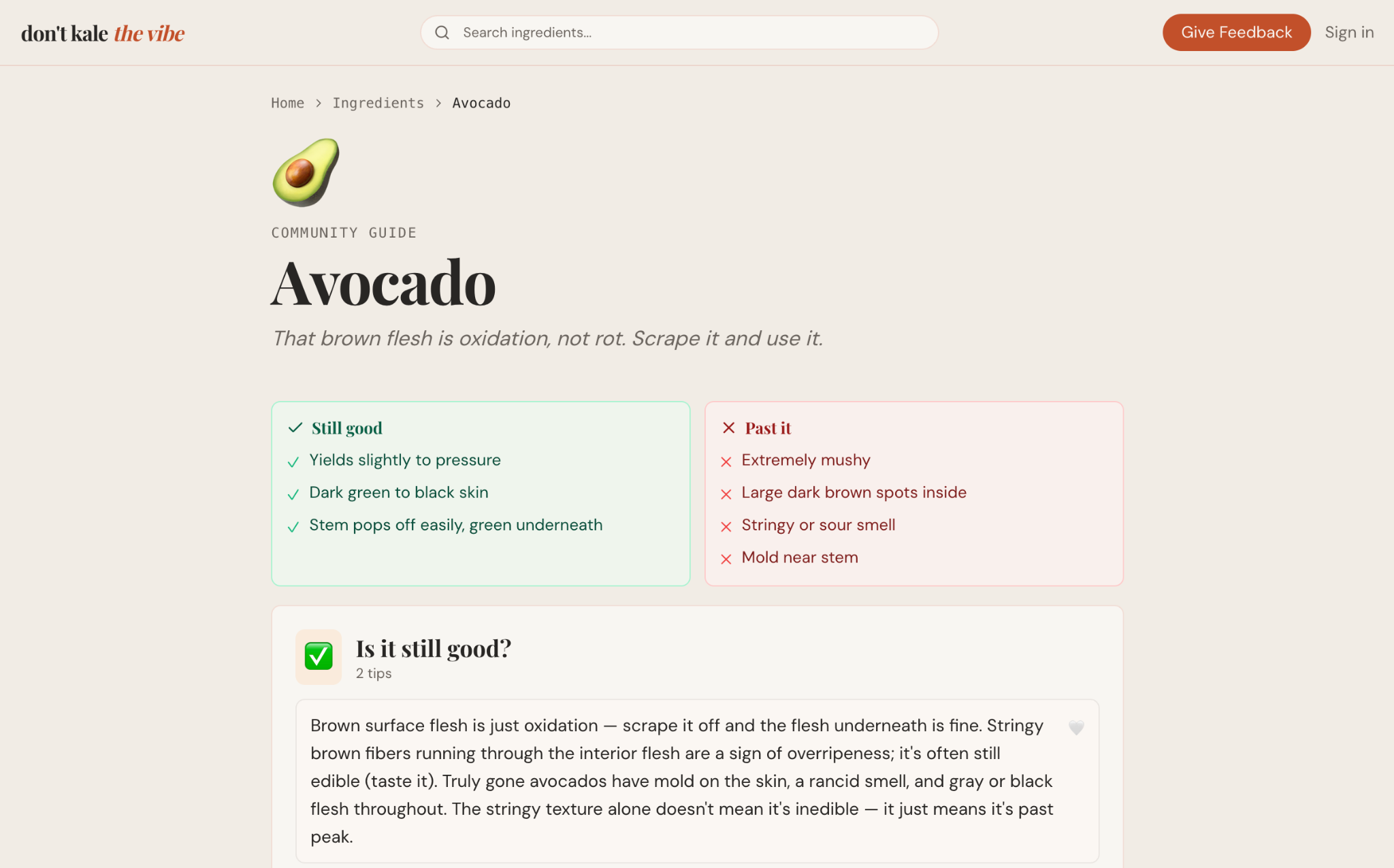 DKTV navigation after — global search input and category groupings for related ingredients.